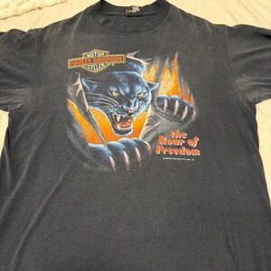 Vintage 1992 3D Emblem Roar Of Freedom Harley T Shirt